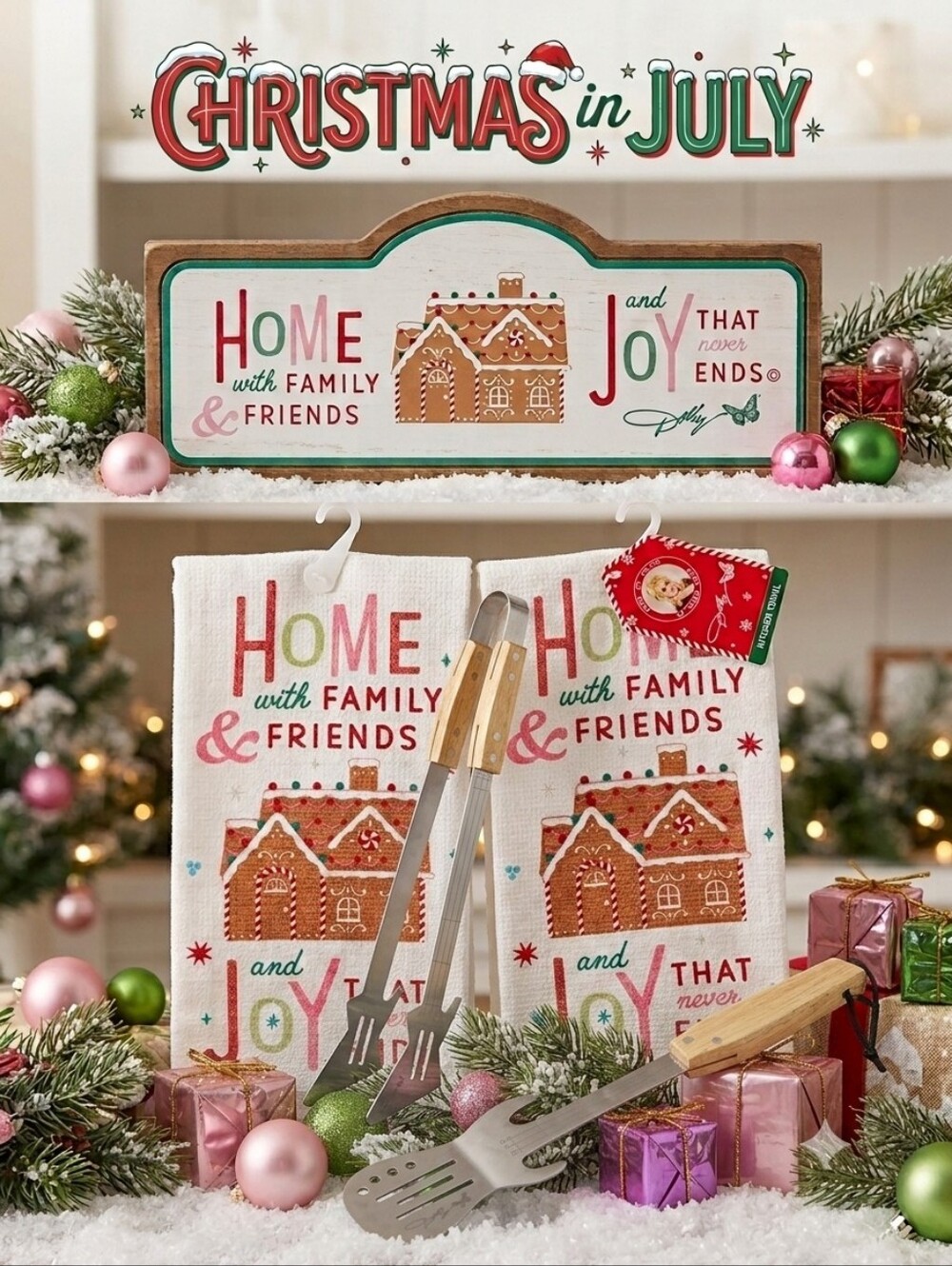 Dolly Collection Holiday Bundle Guitar Shaped BBQ Turner & Tongs Towels Sign